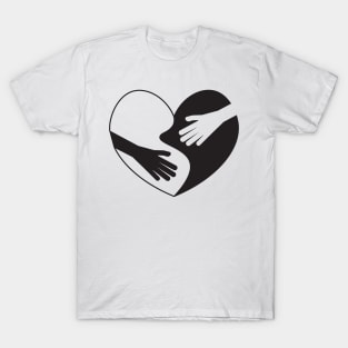 Black White Heart and Hands T-Shirt